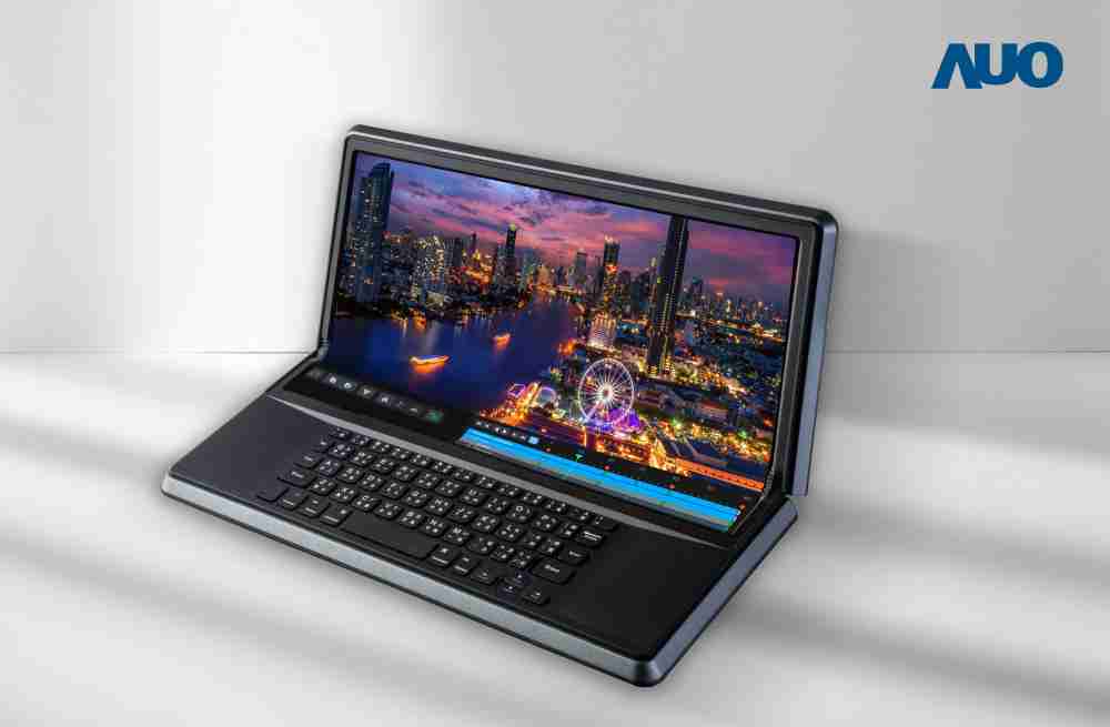 彩神vll14.6吋Micro LED折迭显示屏幕，，搭配半径4mm的弯折绞炼，，，以及高画素、、高亮度、、、高对比度的显示技术特点，，，，即便在大视角下仍保有绝佳色相与亮度